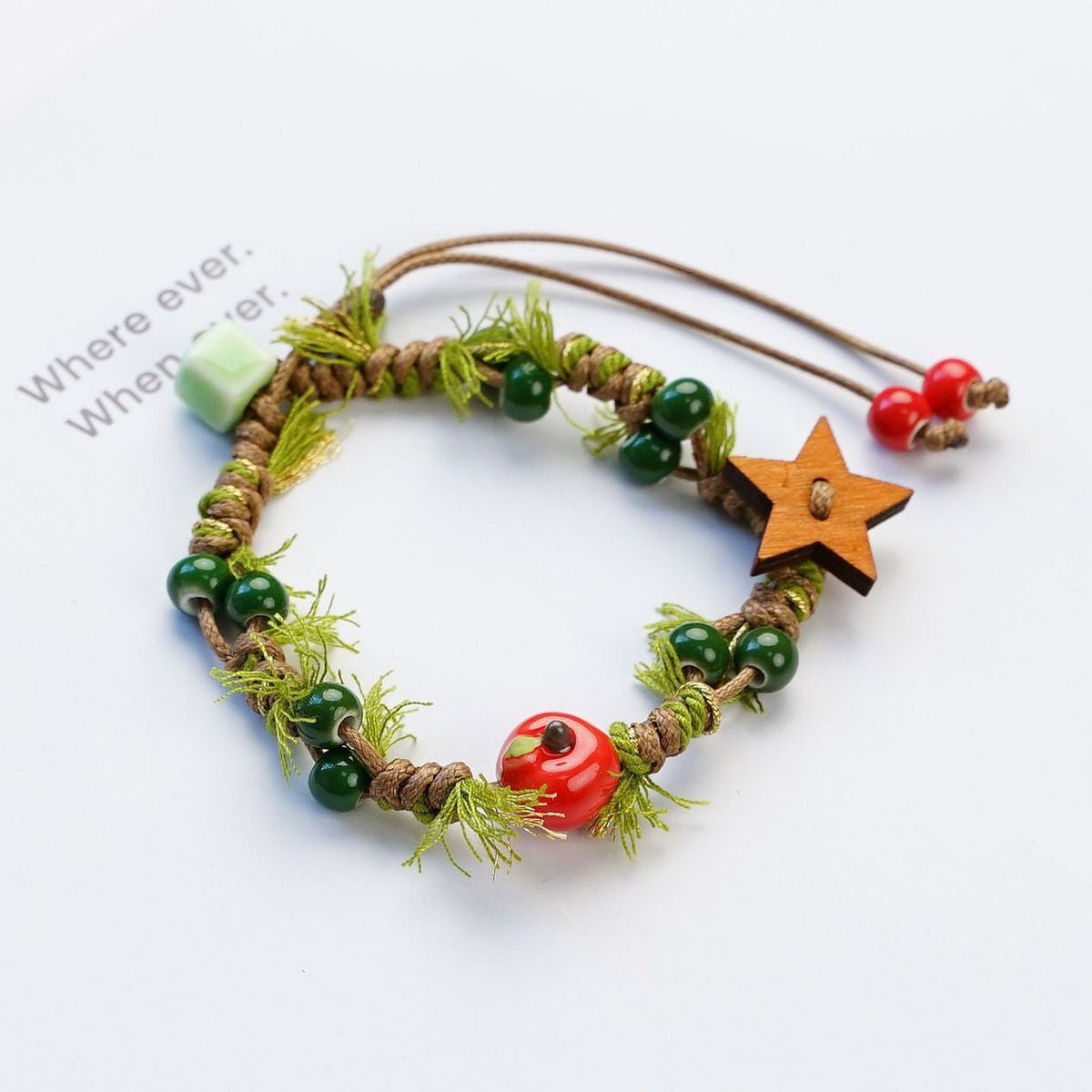 Safe Christmas Ceramic Apple Paradise Couple Bracelets