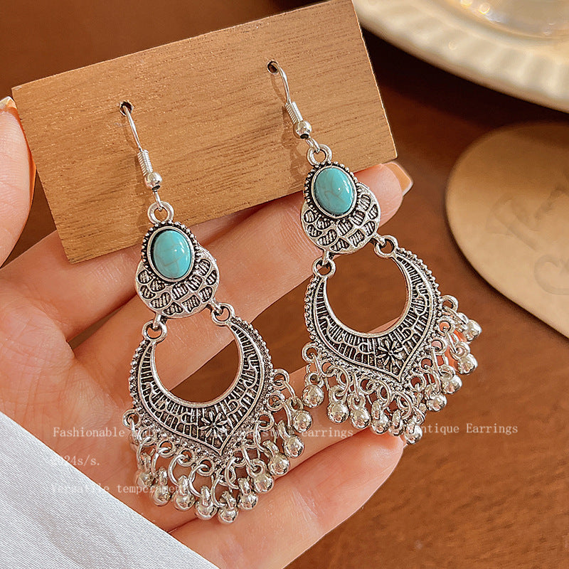 Women's Bohemian Style Long Feather Tassel Ethnic Earrings