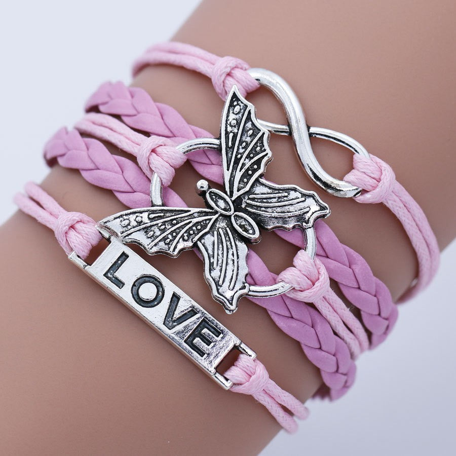 Straight Hair Hand-woven Butterfly Word Plate Bracelets