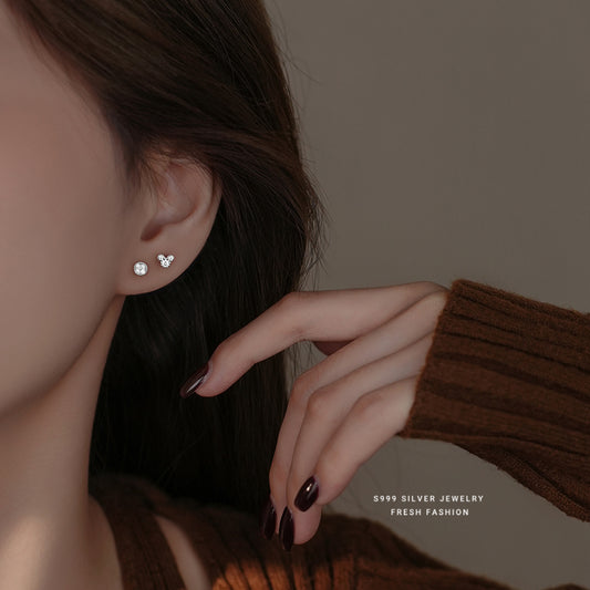 Sterling Sier Micro Inlaid Zircon Screw Female Earrings