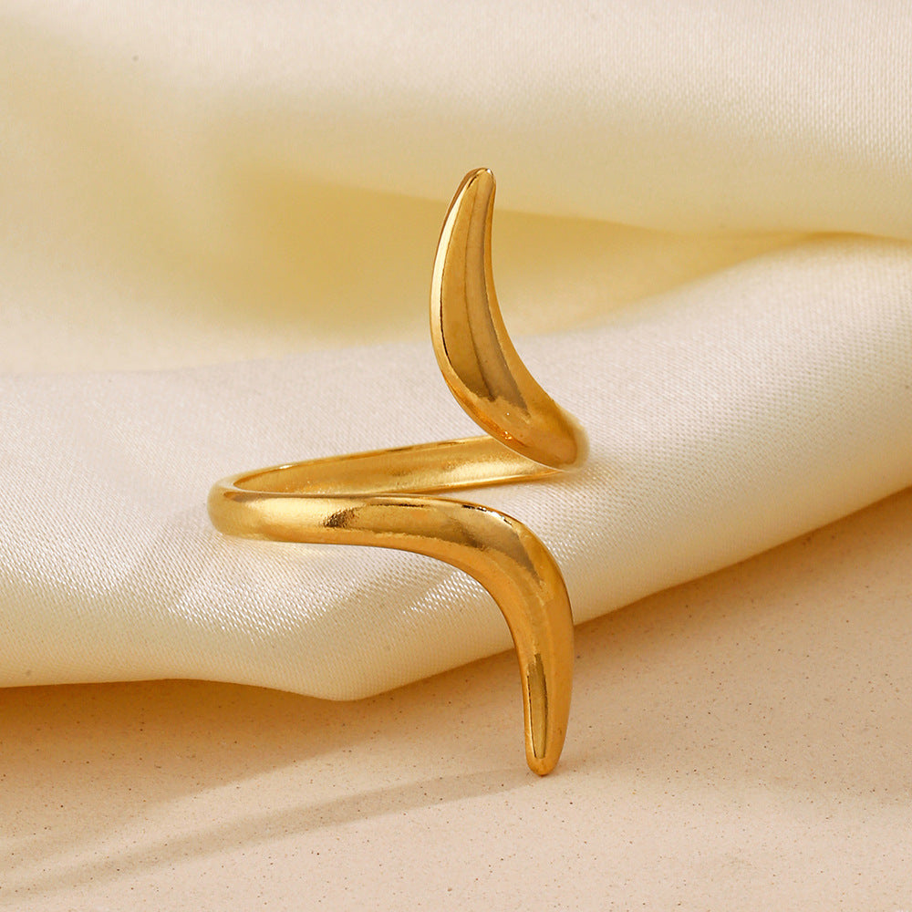 Women's Steel Line Open Simple Style Gold Rings