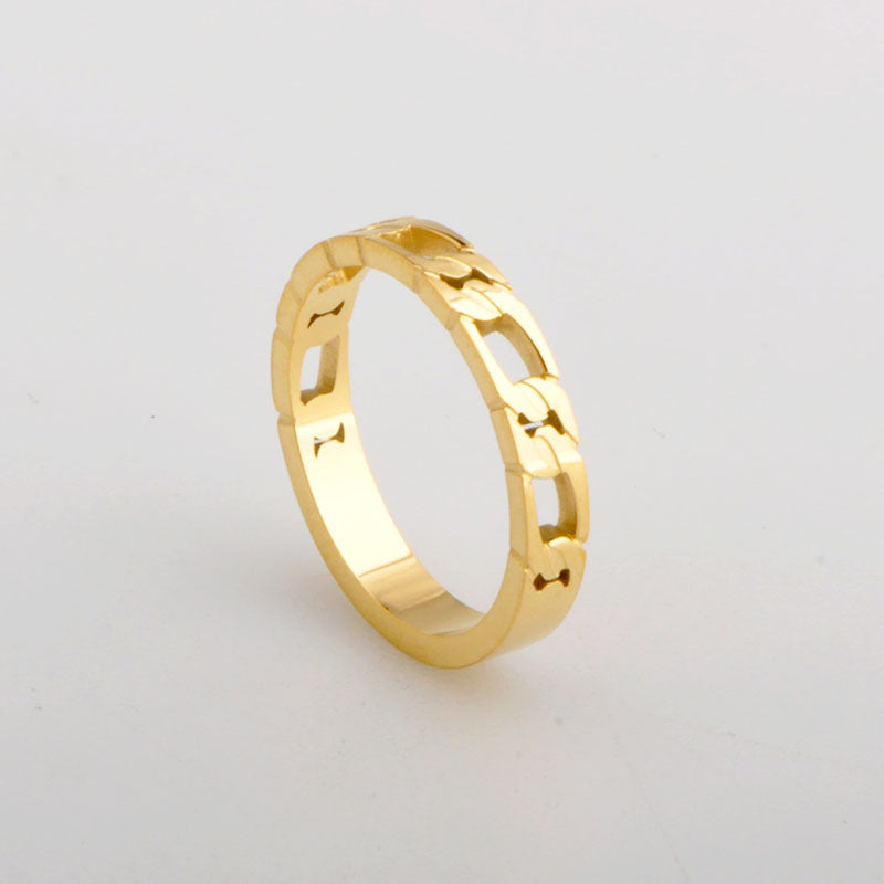 French Hollow Flat Chain Winding Titanium Rings