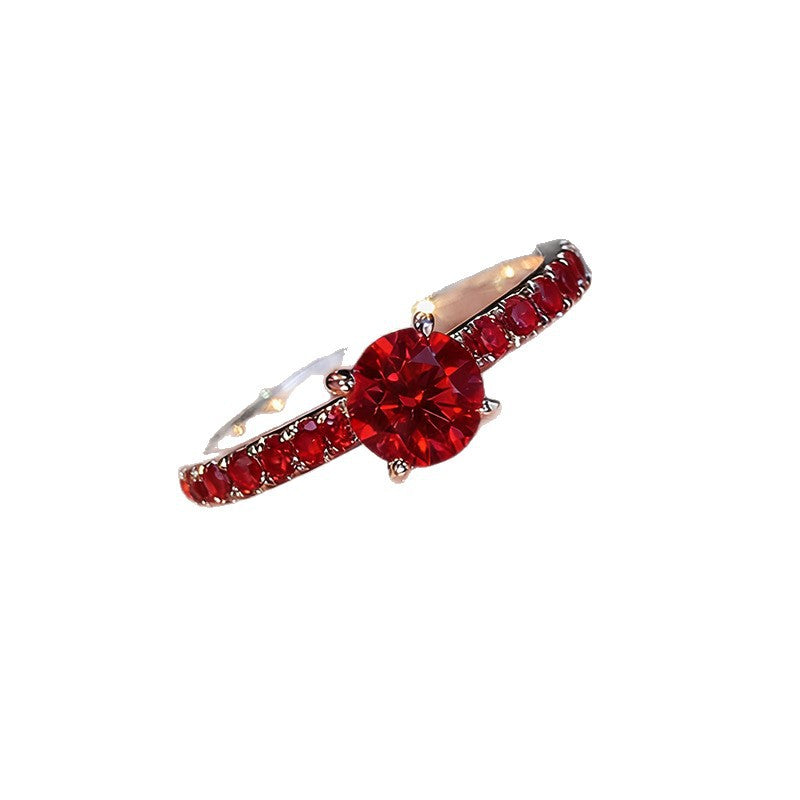 Simple Rose Gold Plated Artificial Zircon Ring