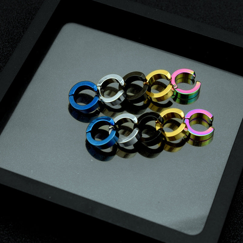 Men's Titanium Steel Ear Clips Version Black Earrings