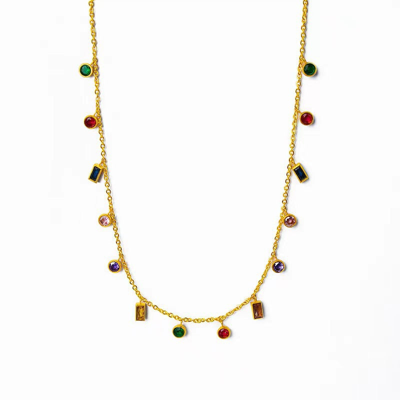 Women's Tassel Gold-plated Titanium Steel Zircon Full Necklaces