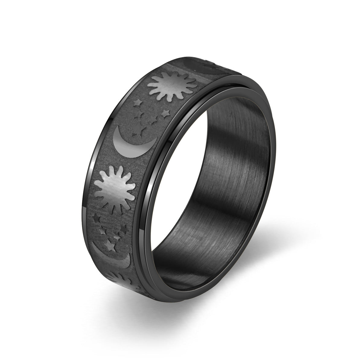 Decompression Casting Star Moon Can Rotatable Rings