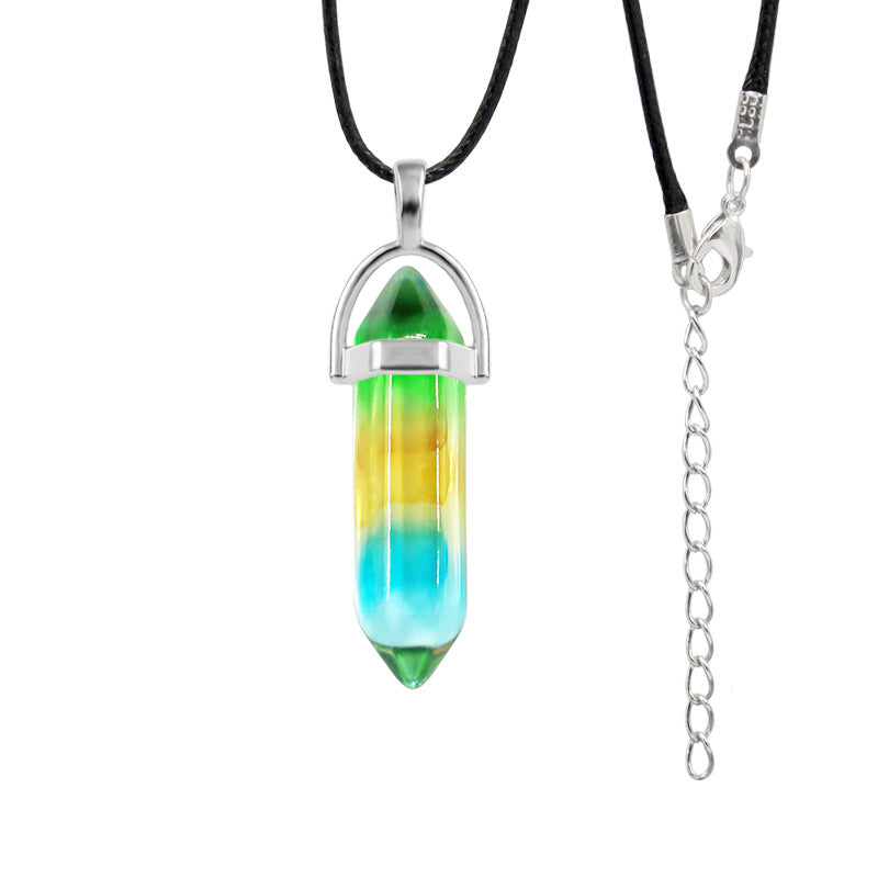 Natural Stone Hexagon Prism Fashion Crystal Necklaces