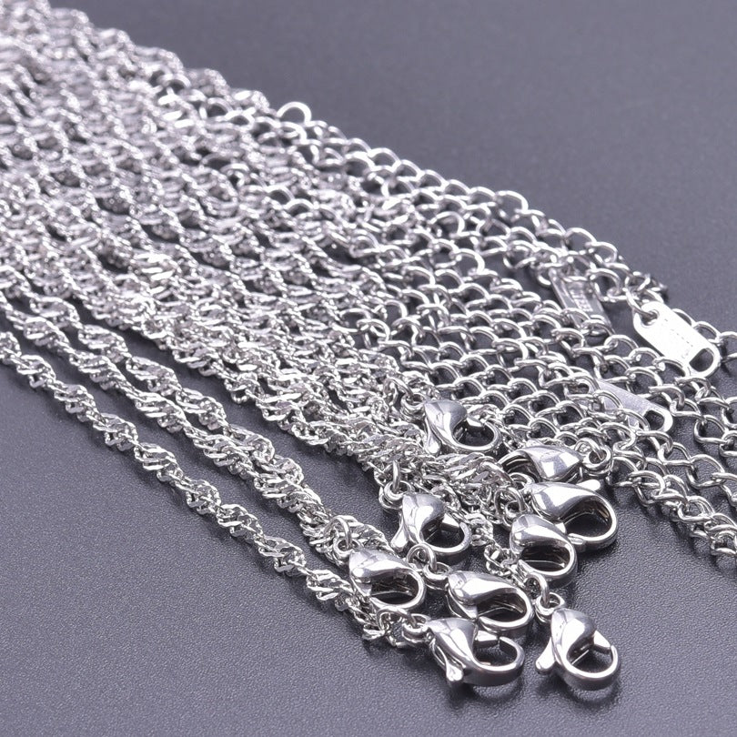 Wave Chain Golden Clavicle Stainless Steel Necklaces