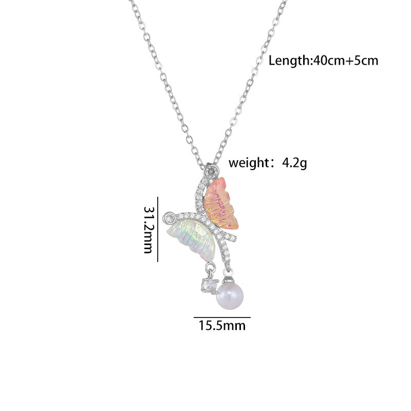 Super Color Fluorescent Butterfly Pearl Tassel Light Necklaces