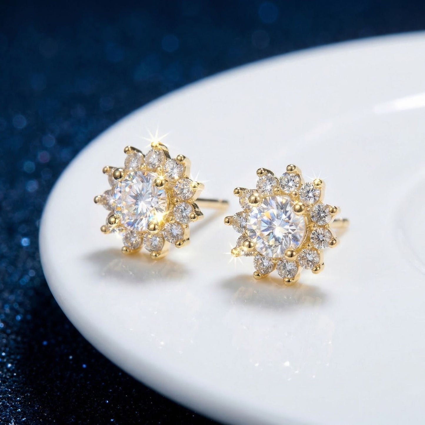 Women's Zircon Sun Flower Ear Round Fashion Match Bone Rings