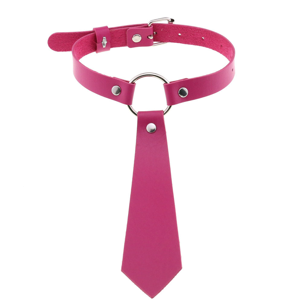 Personality Fashion Leather Bondage Tie Punk Collar