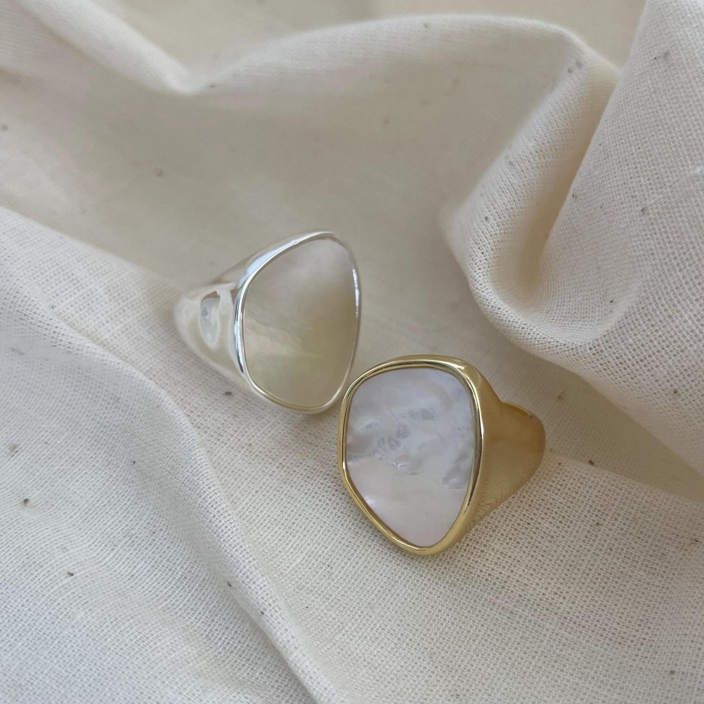 Women's Shell Mother Niche Hipster Thick Sterling Rings