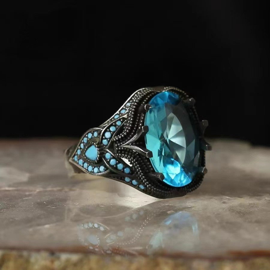 Creative Colorful Egg-shaped Zircon Vintage Ornament Rings