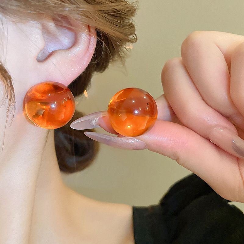 Needle Transparent Resin Geometric Simple High Earrings