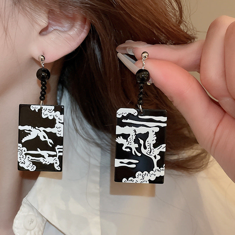 Chinese Style Flower Bamboo Tassel Fashion Trend Ear Hook Earrings