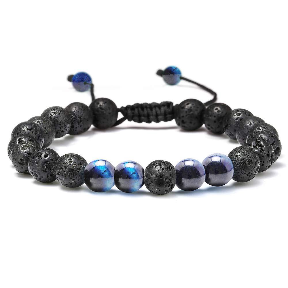 Turquoise Woven Lava Stone Adjustable Volcanic Bracelets