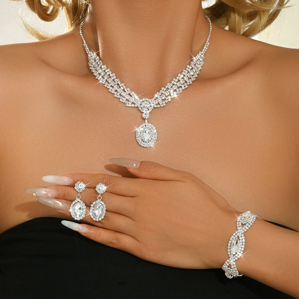 Women's Bride Full Diamond Suite Fashion Popular Rings