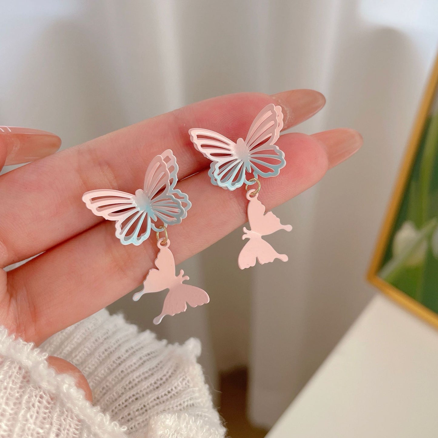 Bow Cloud Female Sier Needle Sweet Earrings