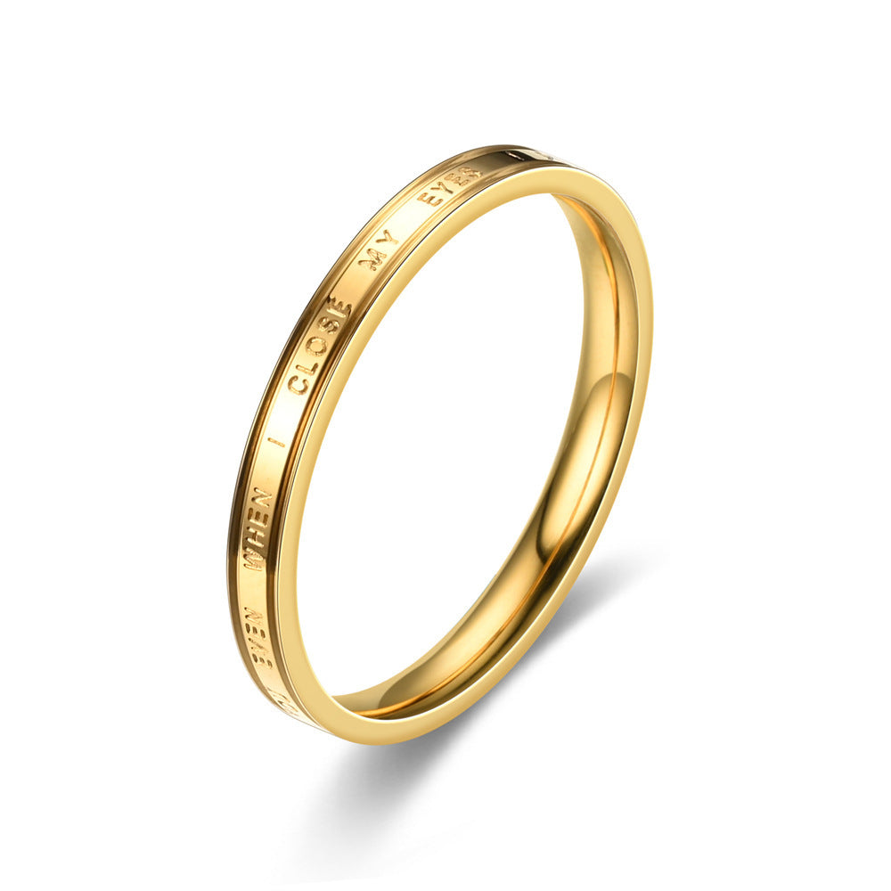 Glossy Single Titanium Female Pigment Couple Rings