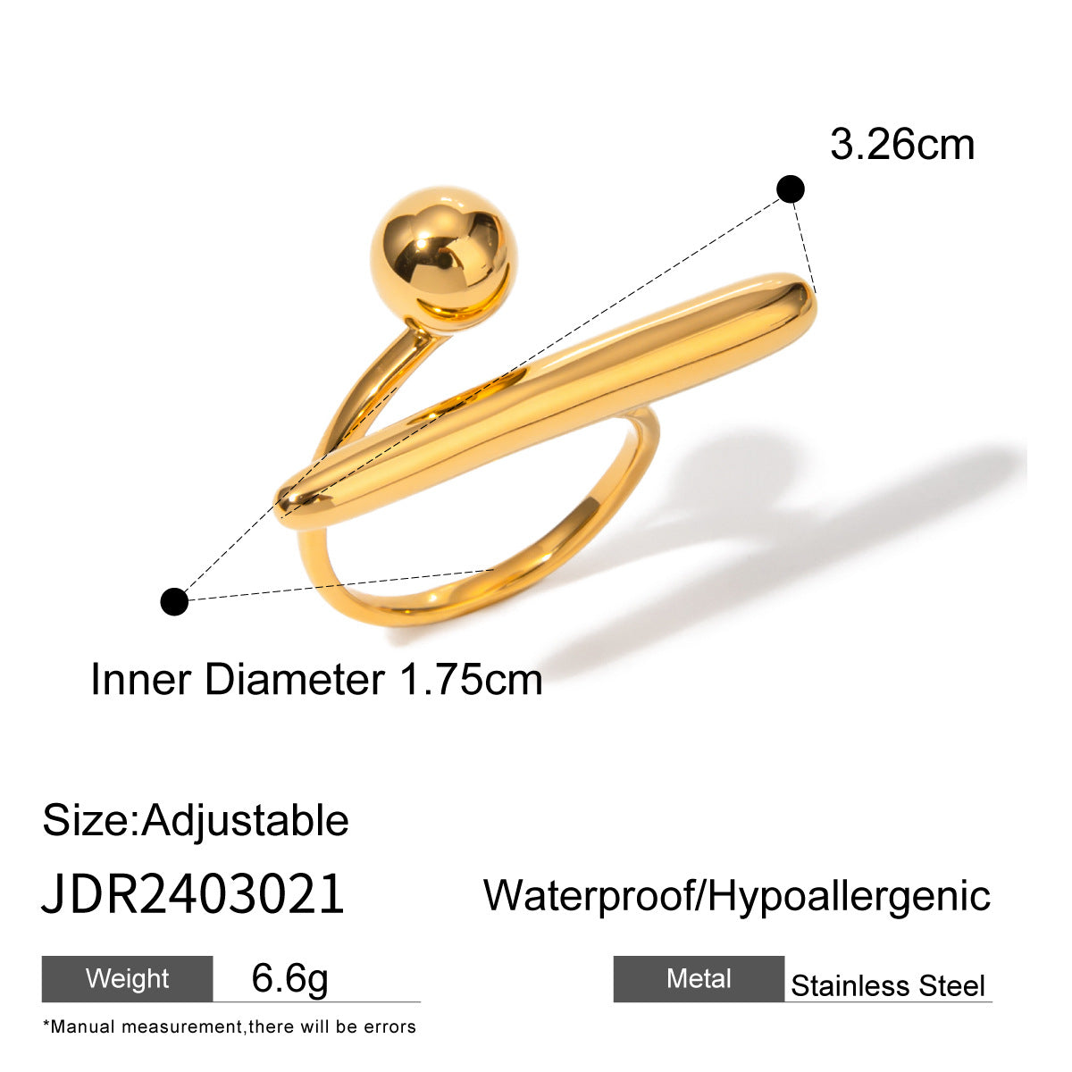 Unique Design Gold Stainless Steel Geometric Simple Rings