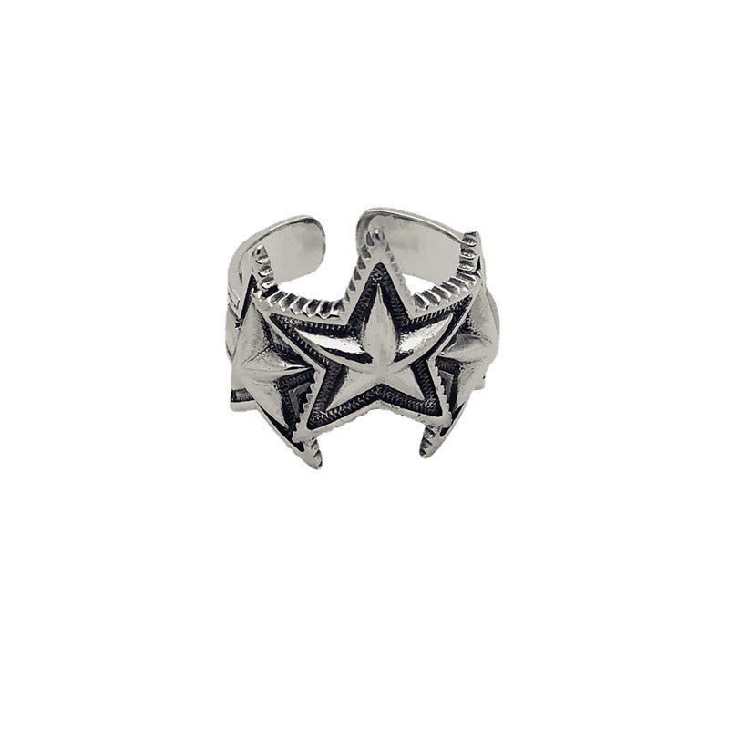 Thai Fashion Five-pointed Star Open Male Personality Rings