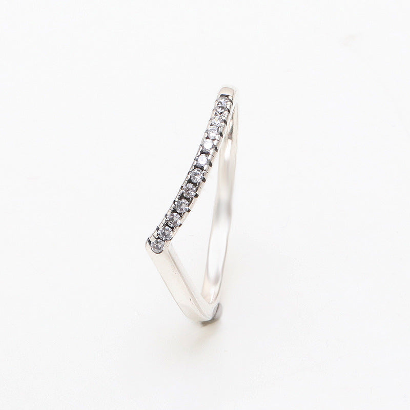 Sier-plated Unilateral Pave Bone Affordable Luxury Rings