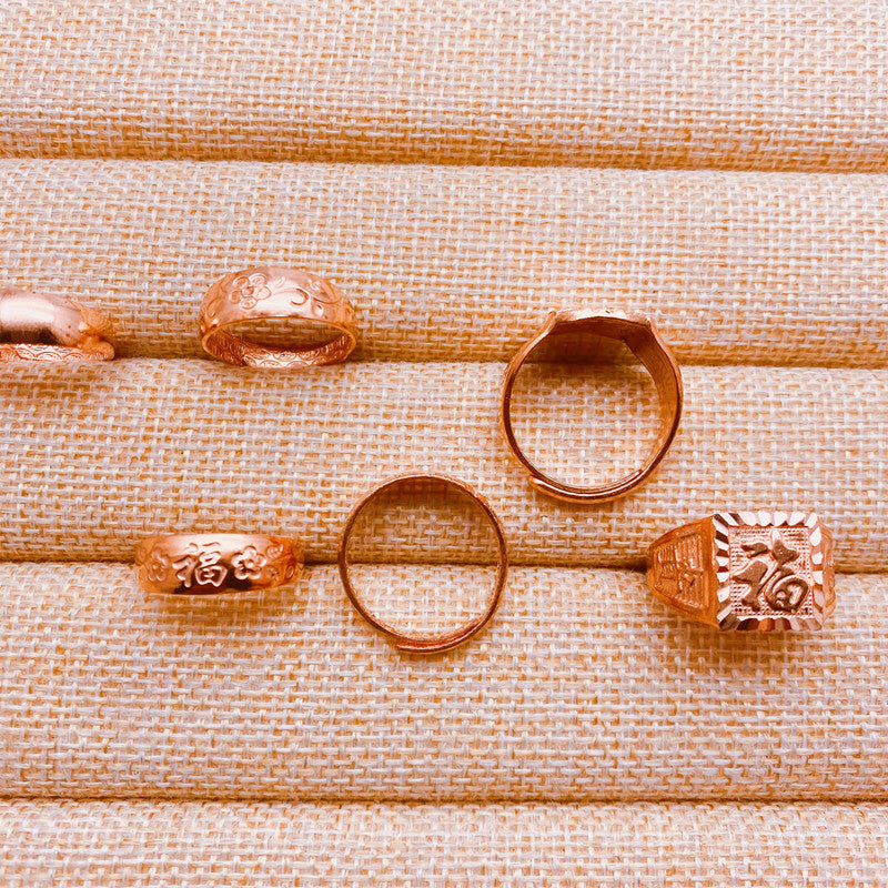 Women's & Men's Copper Red Lucky Fortune Man's Pure Gold Setting Rings