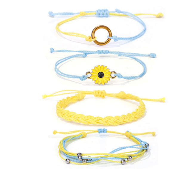 Strap Waterproof Wax Line Hand-woven Sunflower Bracelets
