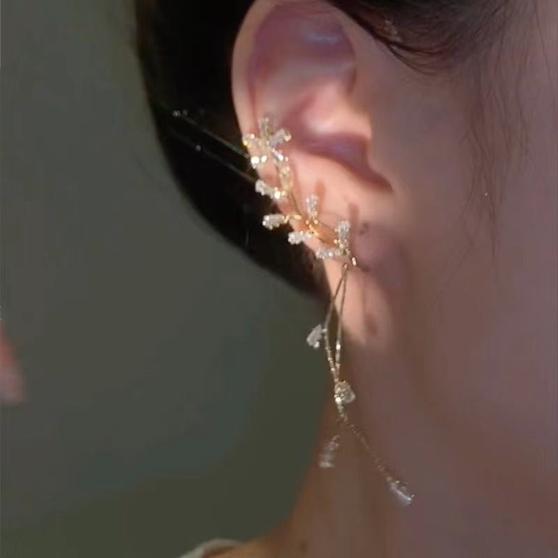 Sense Zircon Flower Ear Hanging Tassel Unique Earrings