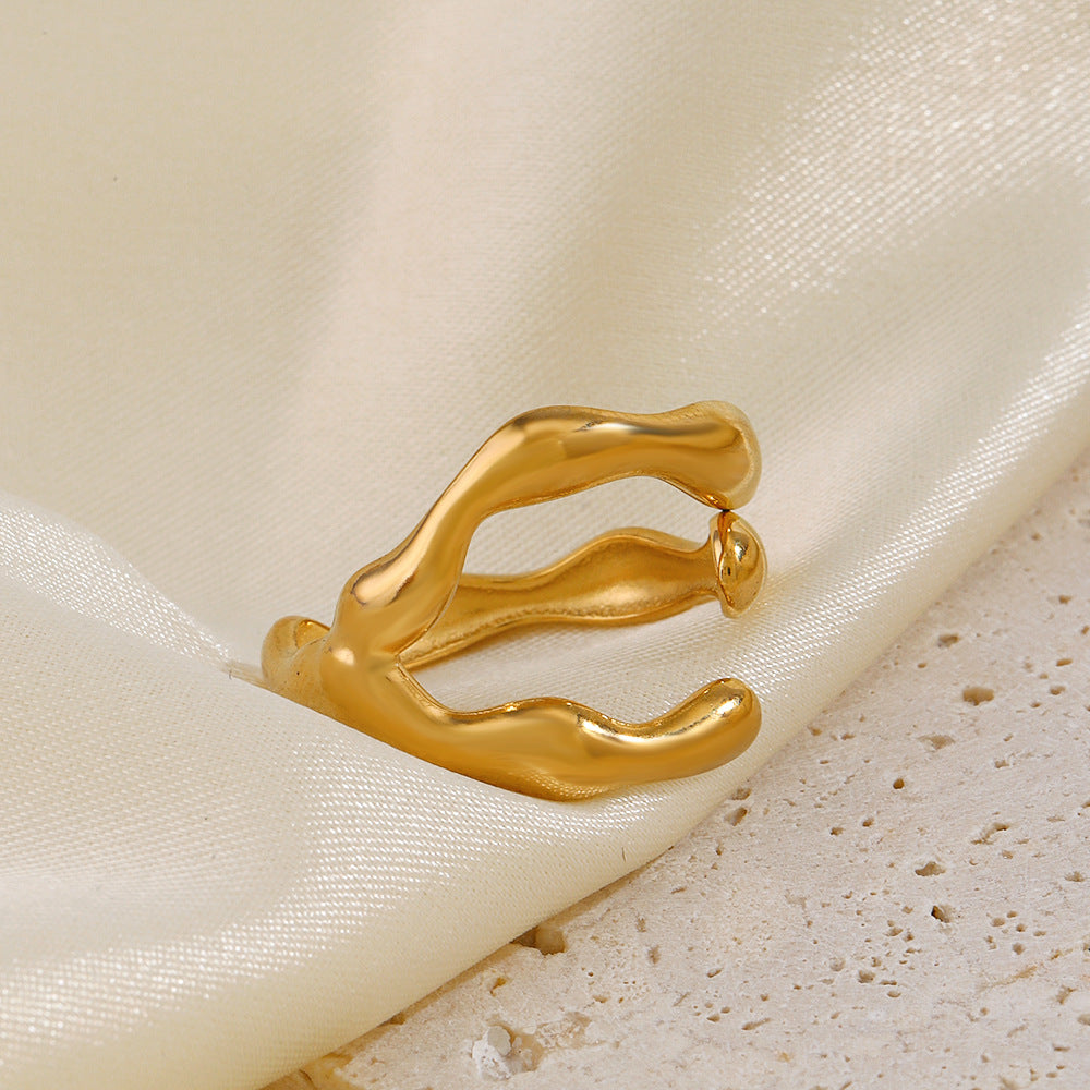 Popular Stainless Steel Shaped Open Gold Plated Rings