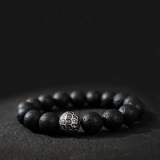 Men's Boys Hand Jewelry Obsidian Volcanic Stone Bracelets