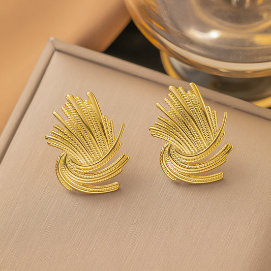 Popular Designer Model Pleated Ear Peach Earrings