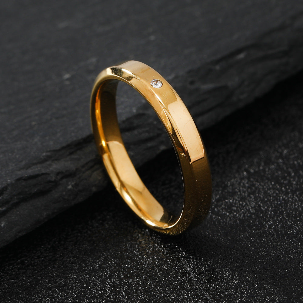 Men's Beveled Bright Surface Inlaid With Diamond Rings