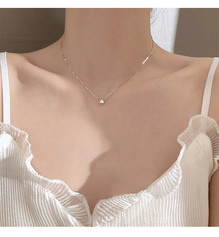Women's Sterling Sier Single Diamond Zircon Gold Special Necklaces