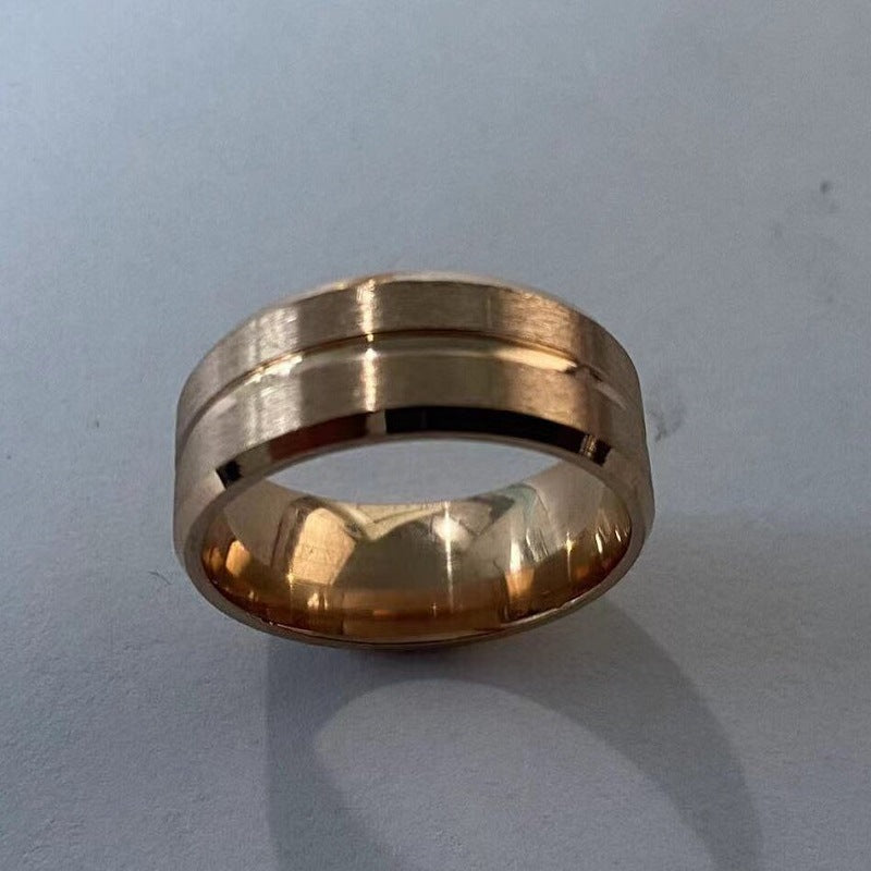 Men's Lucky Jewelry Titanium Steel Personality Bevel Slotted Color Rings