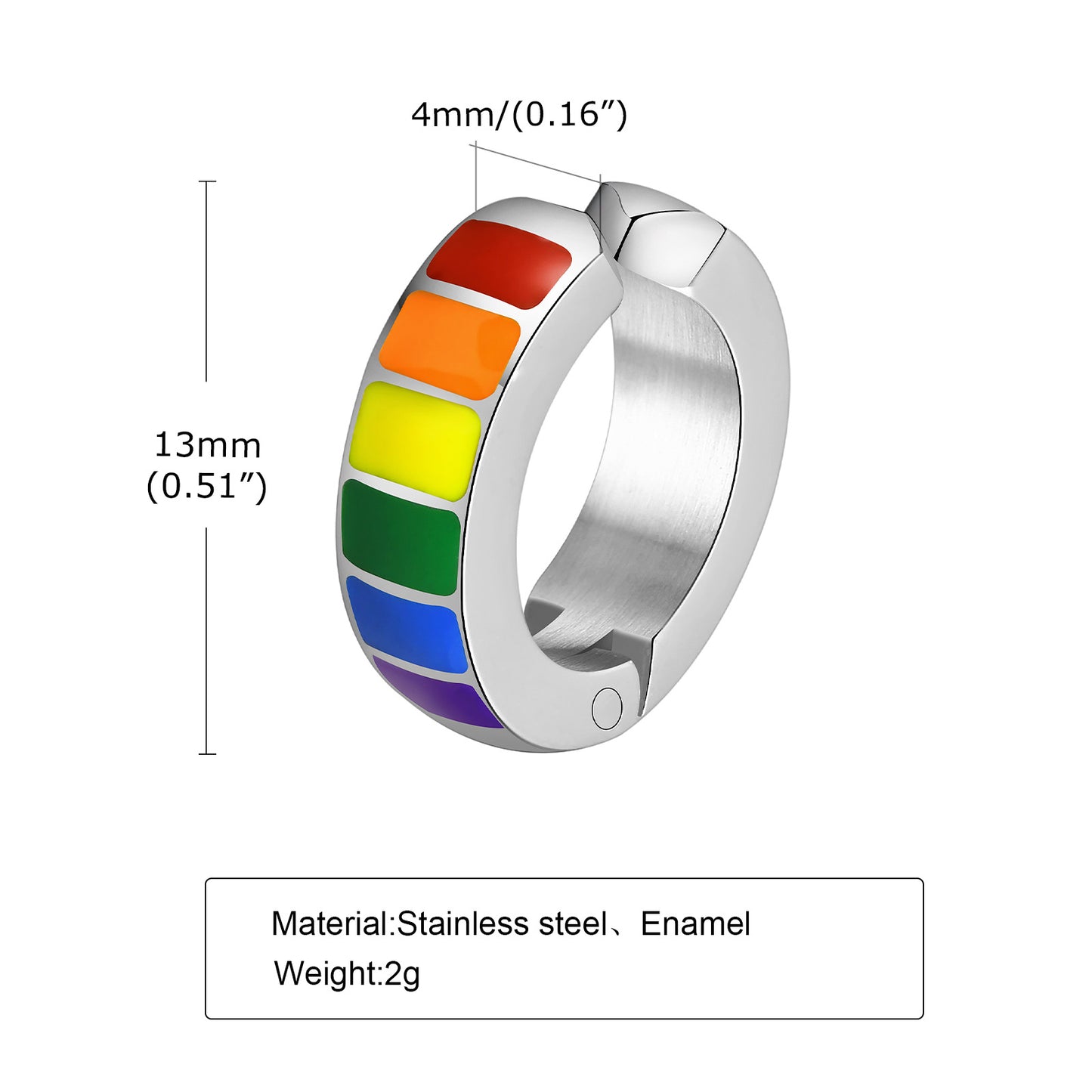 Stainless Steel Rainbow Eardrop Ear Clip Earrings