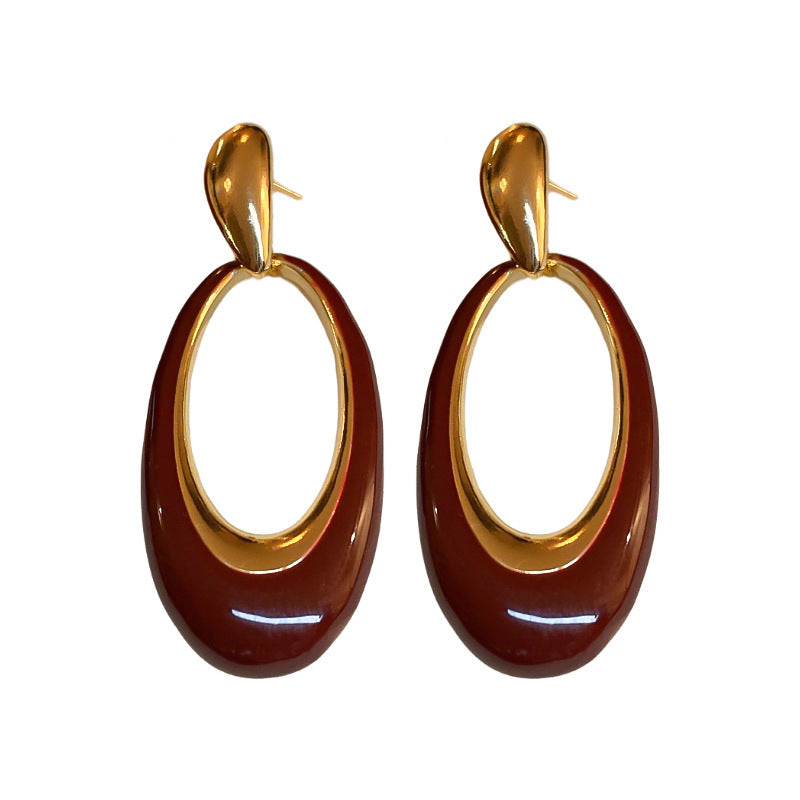 Oil Oval Geometric French Retro Special Earrings