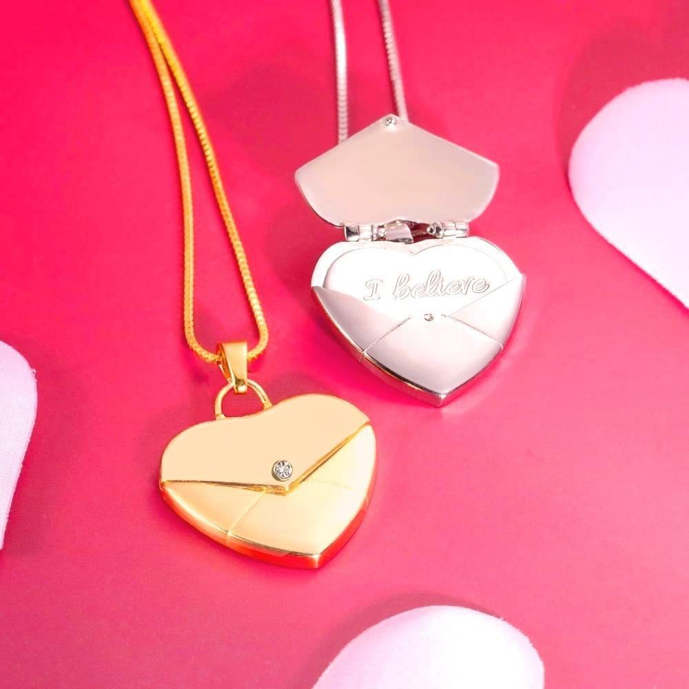 Open Heart-shaped Envelope Family Memorial Jewelry Necklaces