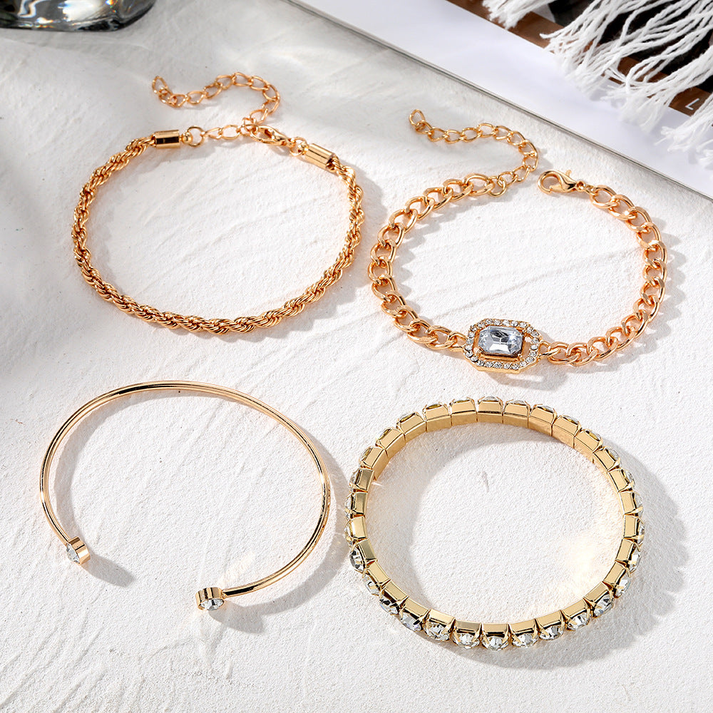Women's & Men's High-grade Birthday Gift Fashion Gold Diamond Bracelets