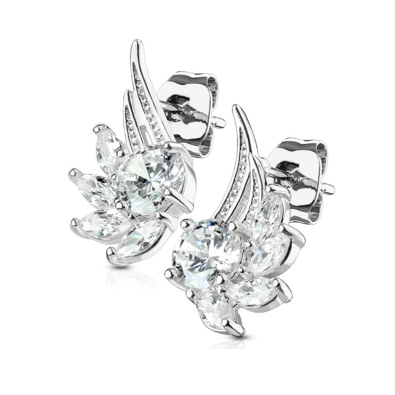 Flying Wings Fashion Sier Needle Temperament Earrings