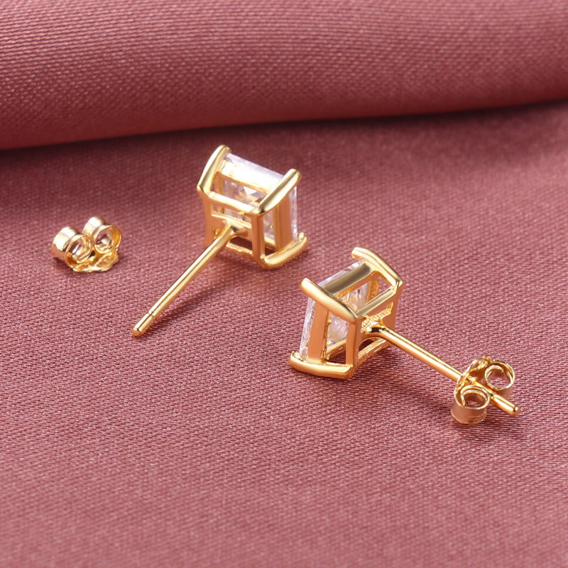 Sier Square Zircon Fashion Classic Princess Rings