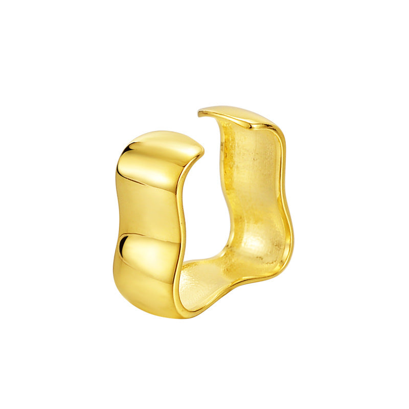 Women's Glossy Wave Sterling Sier Neutral Hand Rings