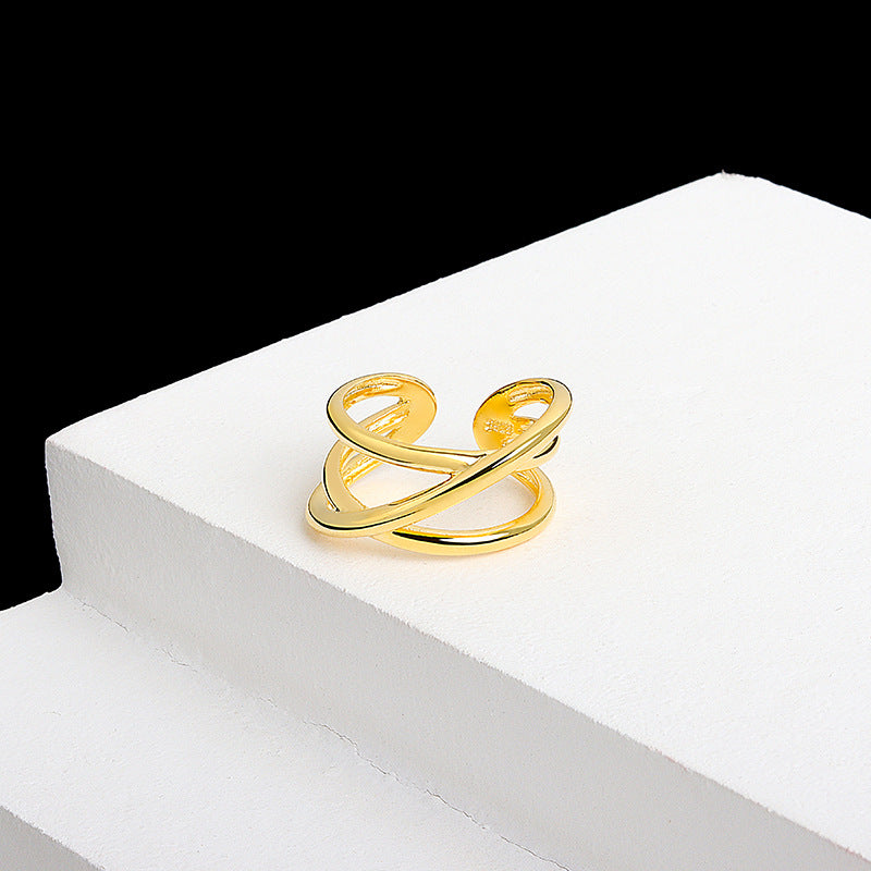 Women's Open Hollow Metal French Wide Fashion Rings