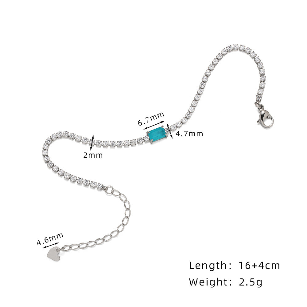 Candy Sets Imitation Blue Diamond Zircon Drill Chain Bracelets