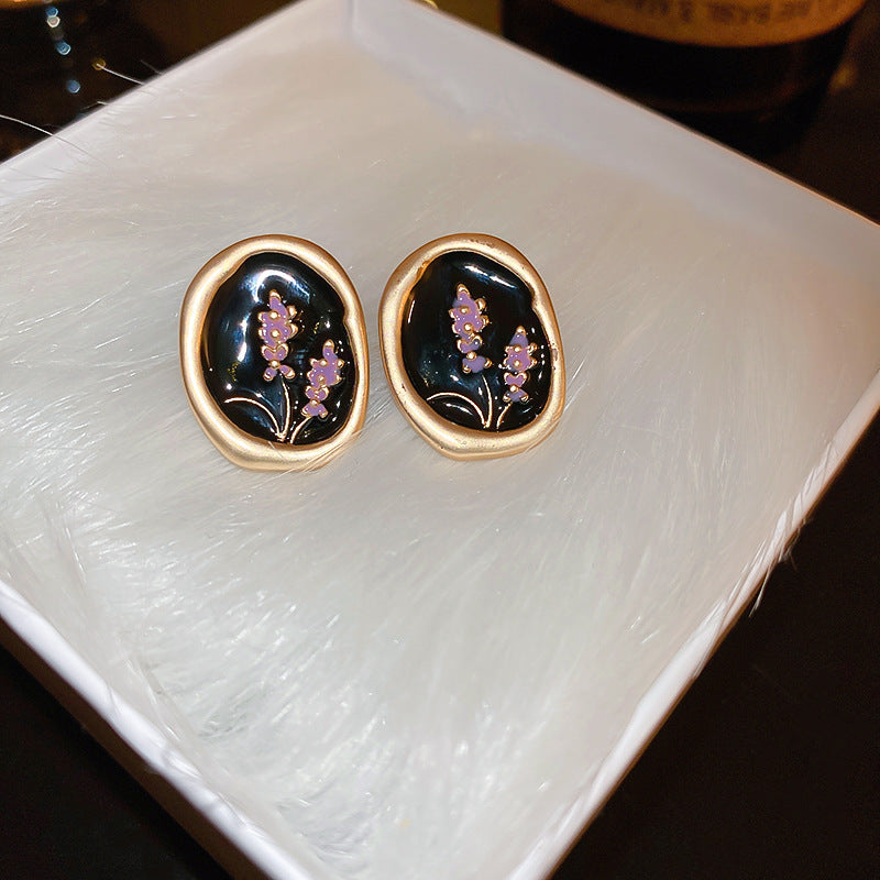 Sier Needle Flower Curved Irregular Pearl Baroque Vintage Earrings