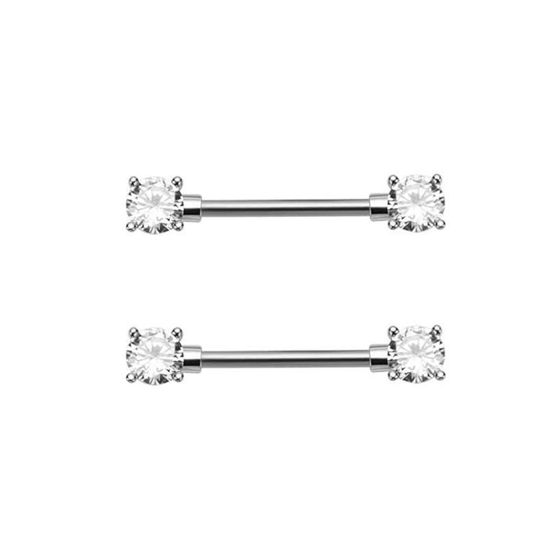 Steel Pink Series Zircon Nipple Love Moon Adhesive Earrings