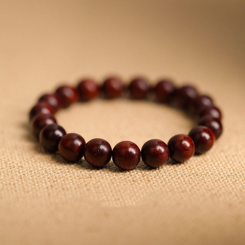 Women's & Men's Pterocarpus Jade Plate Crafts Single Ebony Buddha Beads Gold Sandalwood Bracelet