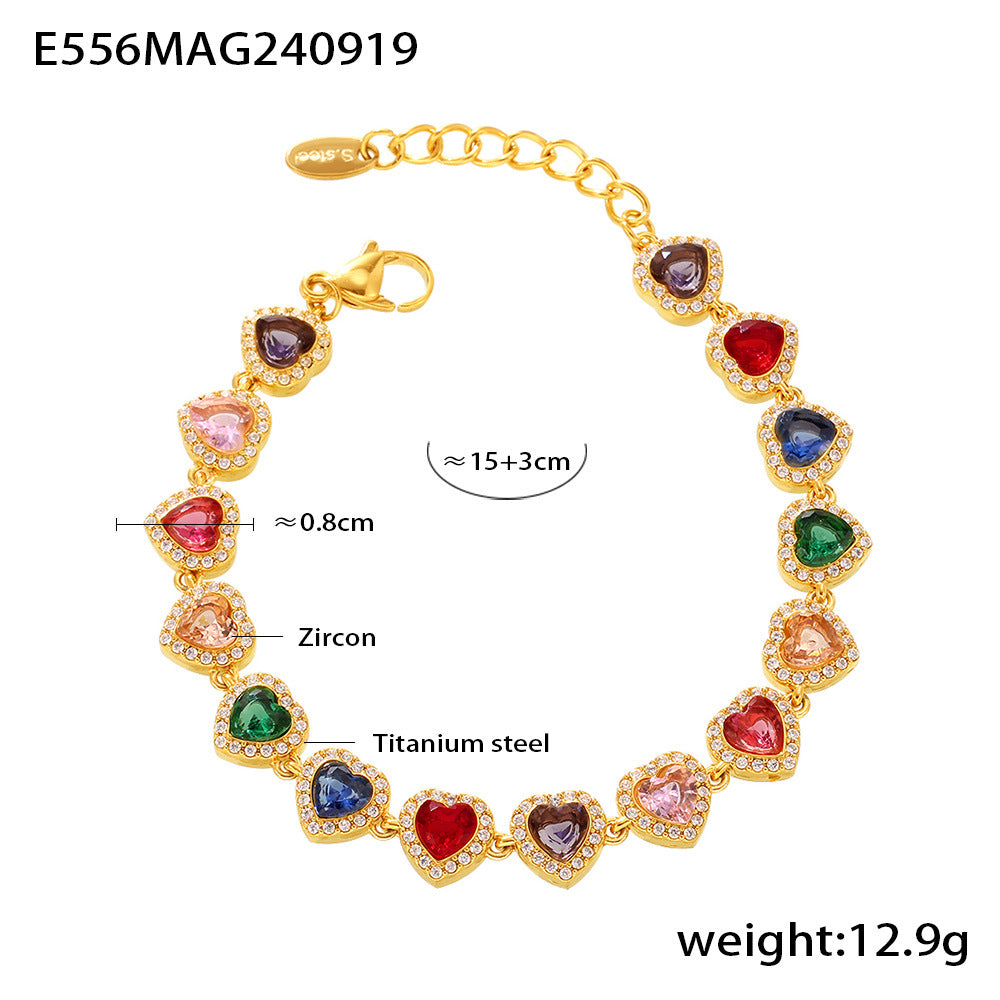 Stainless Steel Zircon Fashion Dopamine Advanced Shining Bracelets