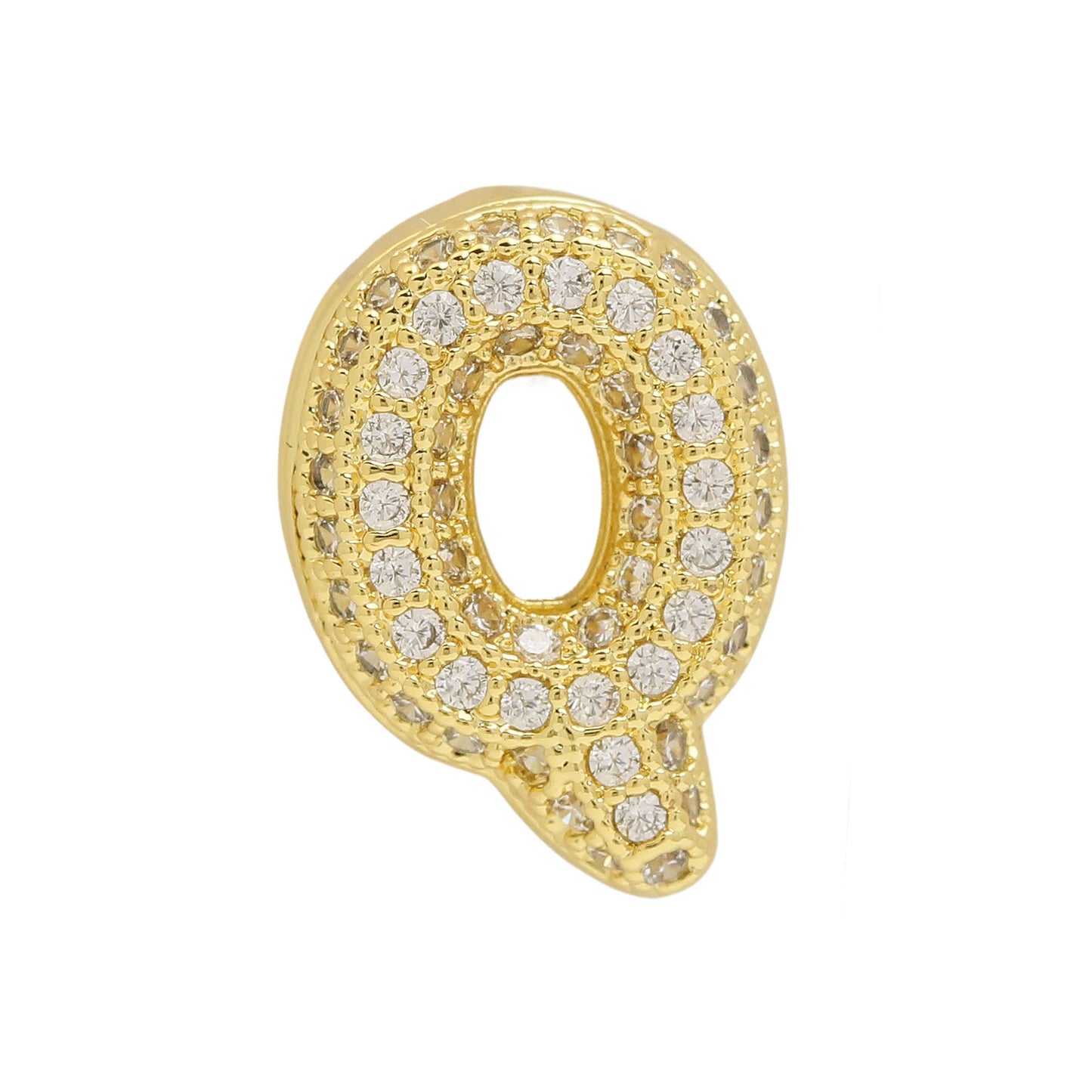 Golden Chubby Balloon Bubble Zircon Letter Bracelets