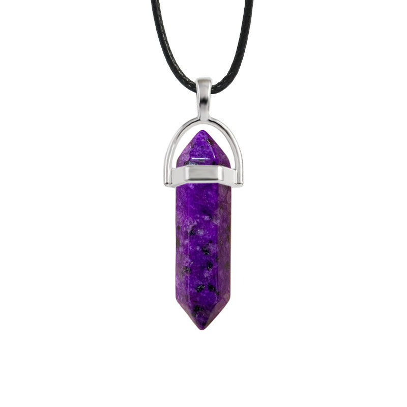 Natural Stone Hexagon Prism Fashion Crystal Necklaces